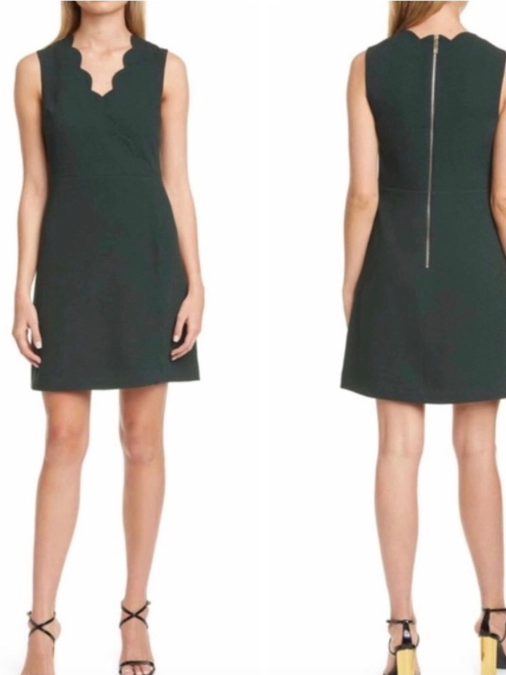 Ted Baker London Furnaed Scallop Dress In Dark Green Ted Size 2, US 8